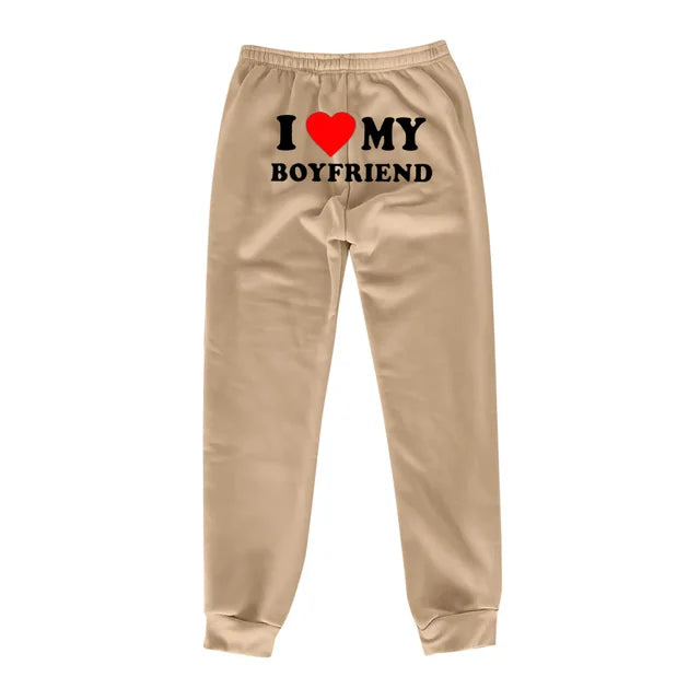 New I Love My Boyfriend Y2k Printed Sweatpants Men Women High Elastic Waist Drawstring Baggy Trousers Vintage Sports Pants